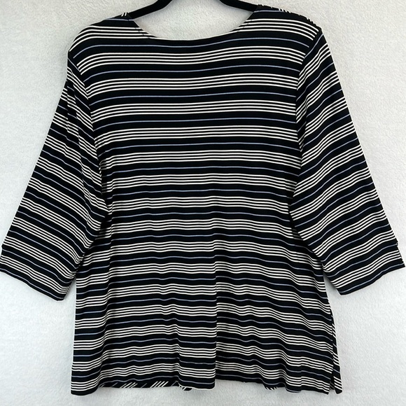 J. Jill Wearever 3/4 Sleeve Tee / Top Sz XL Black Stripe Rayon/Spandex Knit EUC - Picture 6 of 10